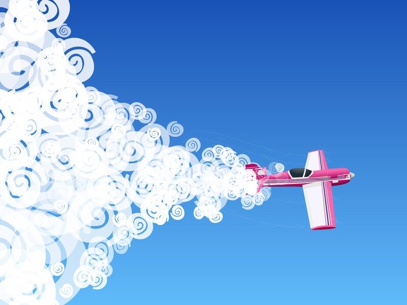 Pink Airplane in Sky