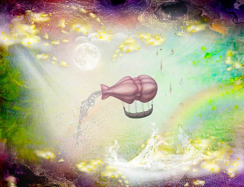 Pink Airship in Sky