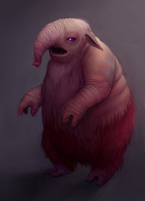 Pink Alien Creature — Purple, Dramatic