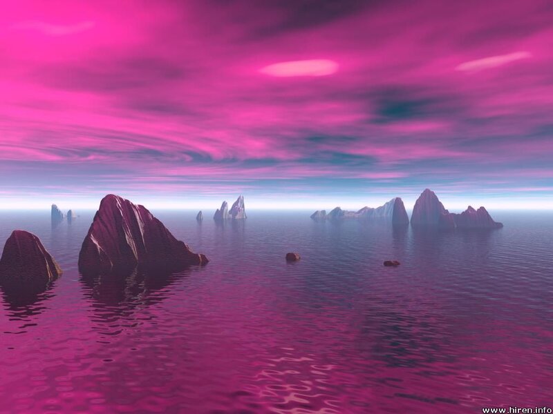 Pink alien seascape