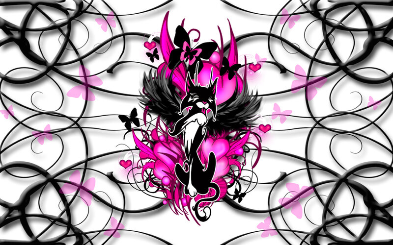 pink and black cat art