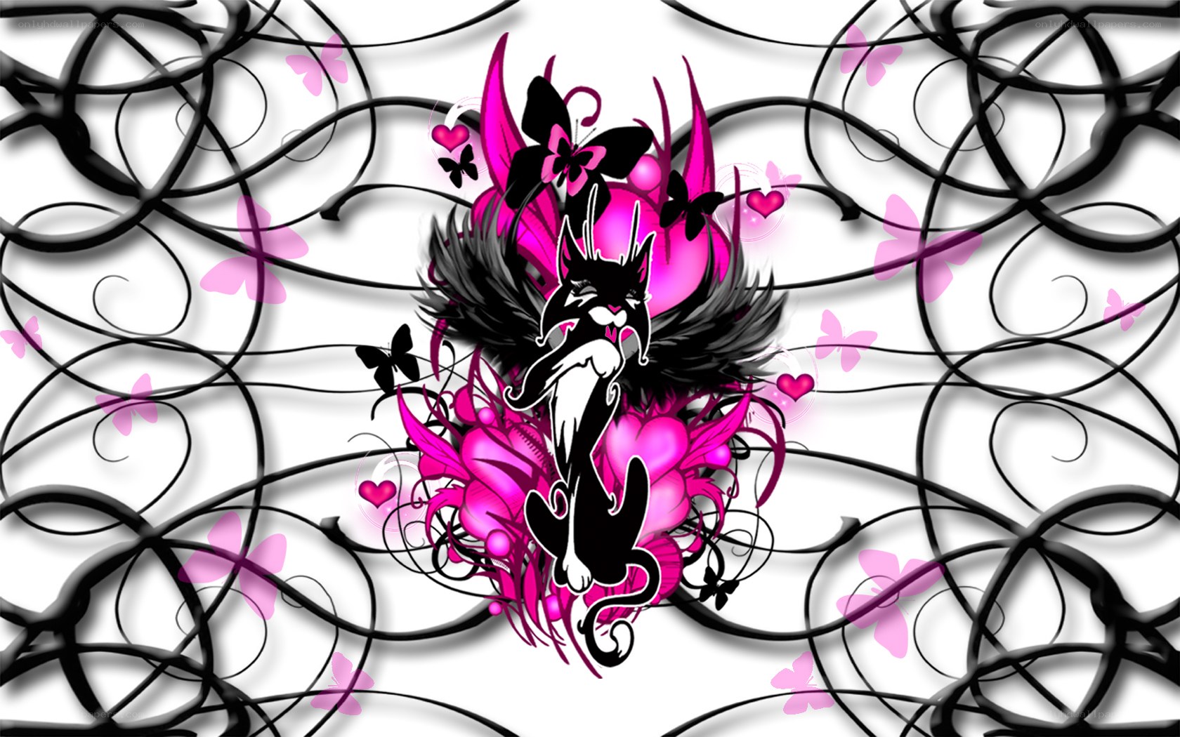 pink and black cat art
