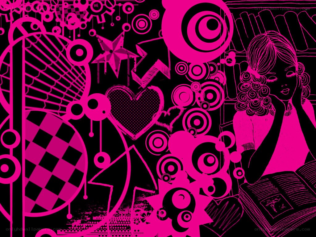 pink and black graphic illustration