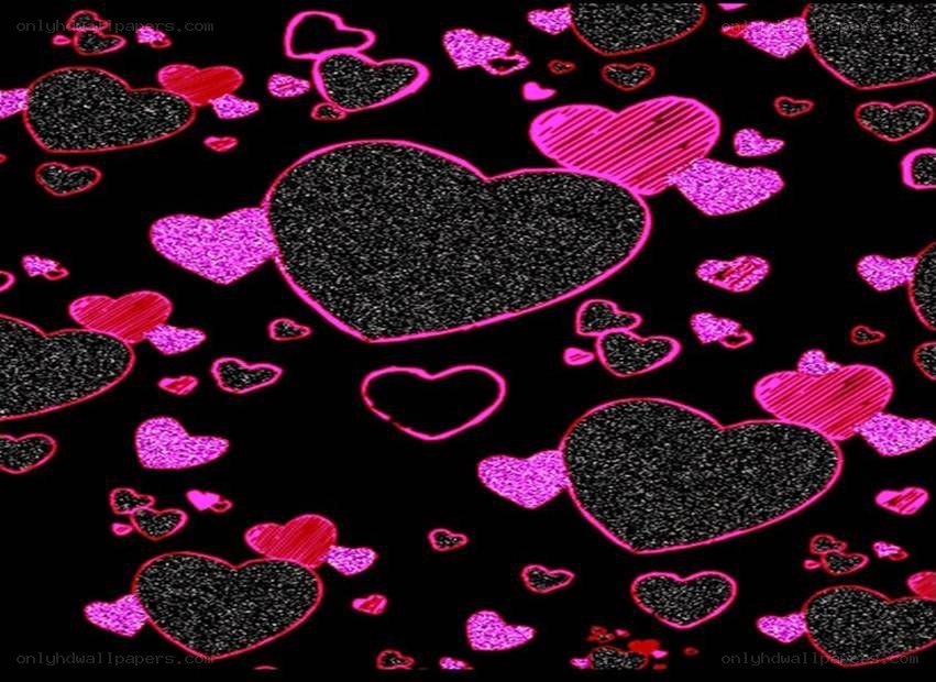 pink and black hearts pattern
