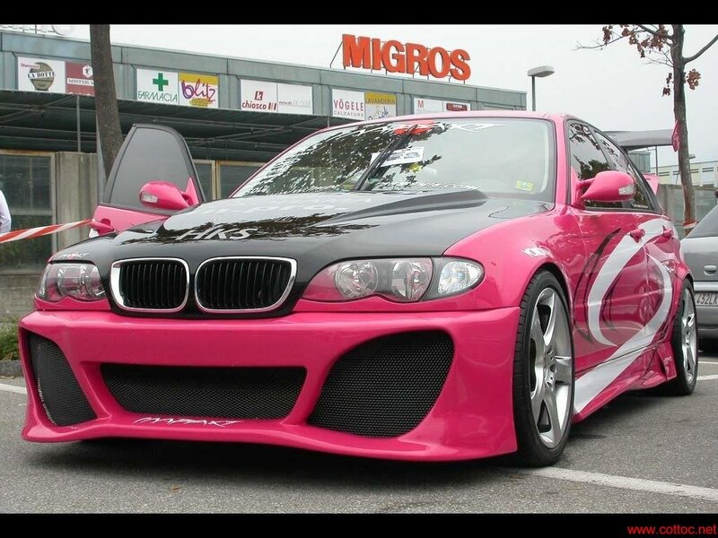 pink and black modified BMW