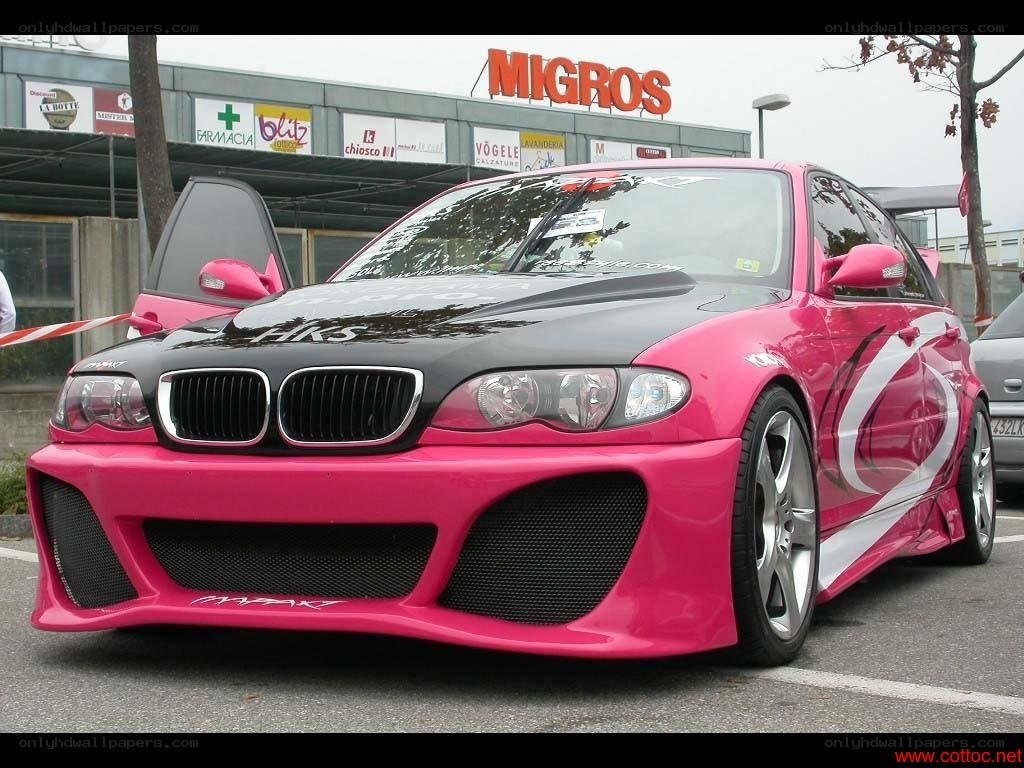 pink and black modified BMW