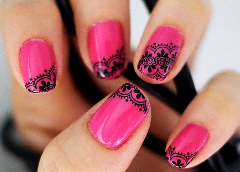 Pink and Black Nail Art