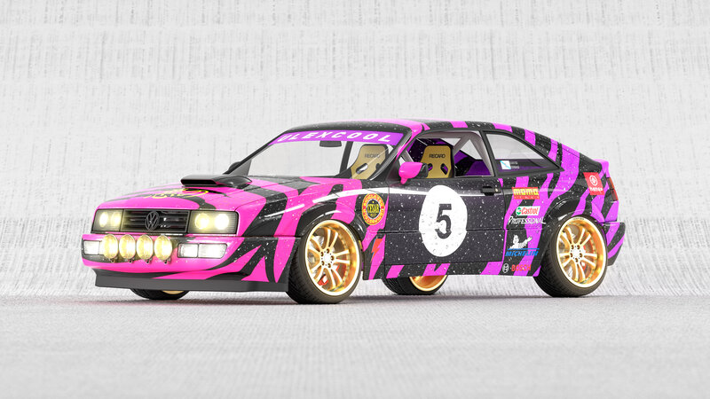 Pink and Black Race Car