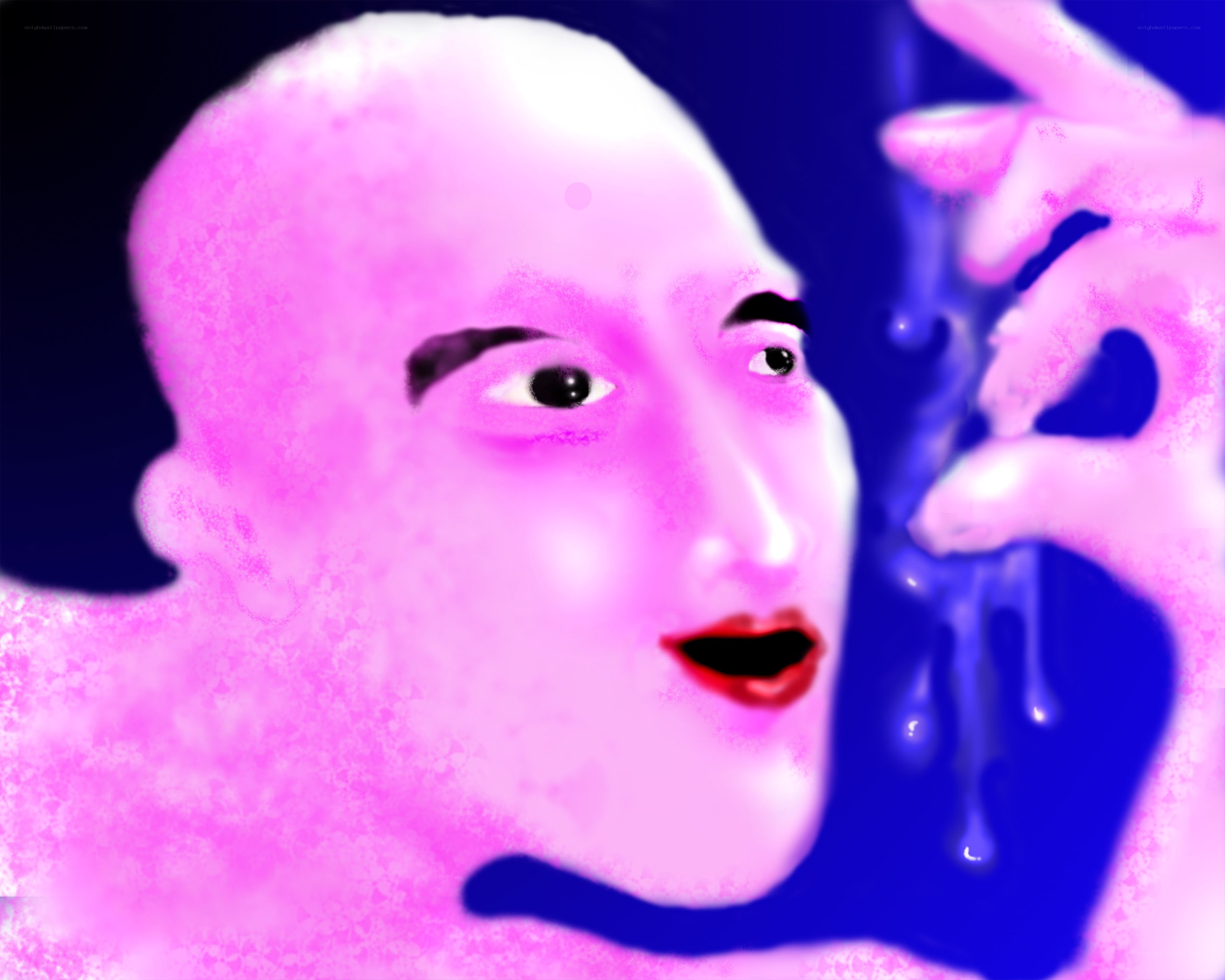 pink and blue digital portrait