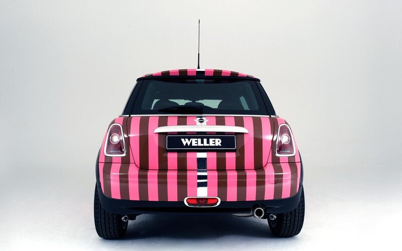 Pink and Brown Striped Car — Neutral