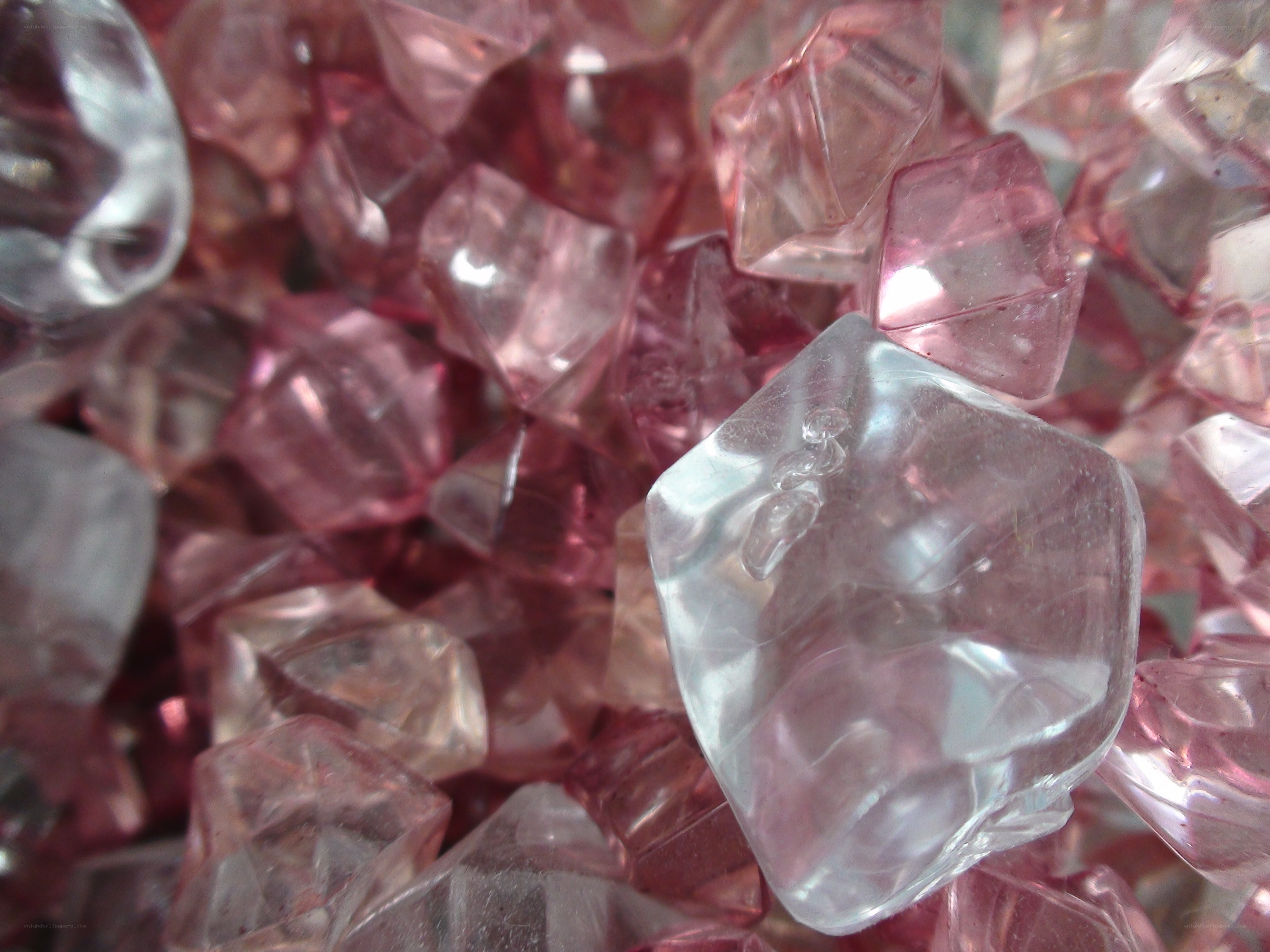 pink and clear crystal chunks