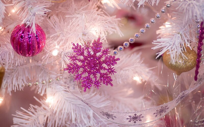 Pink and gold Christmas ornaments