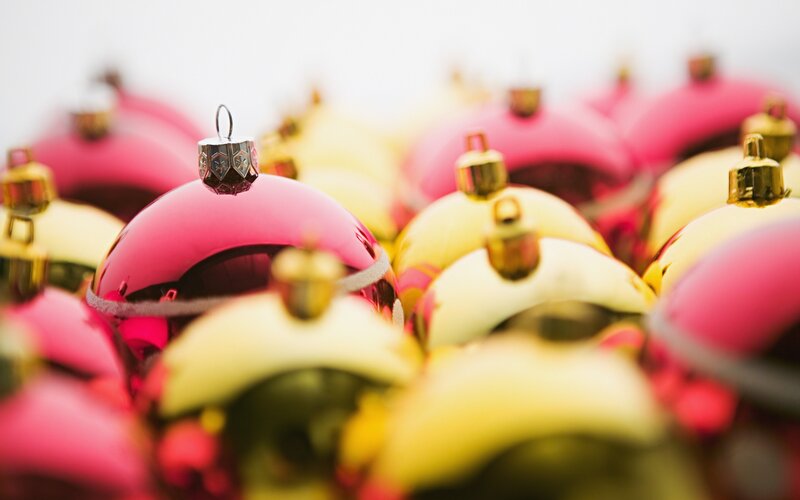 Pink and Gold Ornaments — Festive