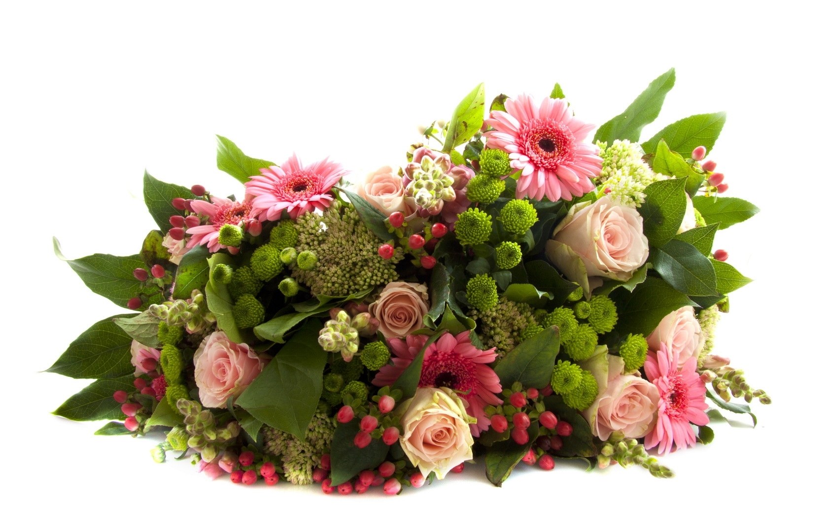 Pink and green flower arrangement