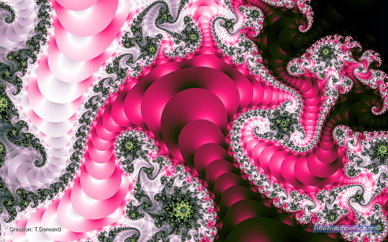 Pink and Green Fractal Pattern — Hypnotic, Digital Art, Swirls