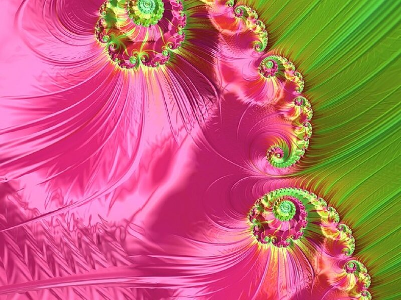Pink and Green Fractal Spirals