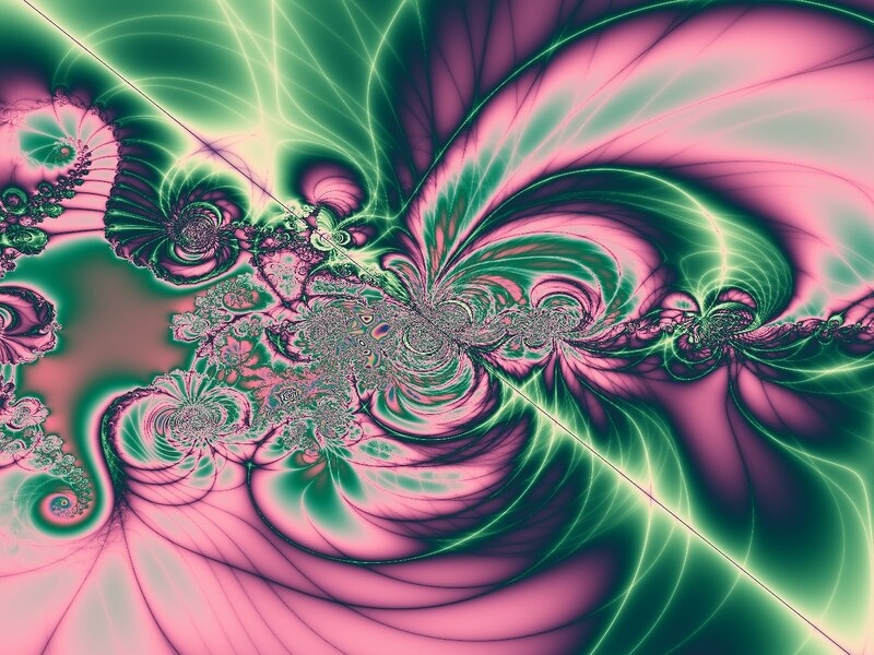 Pink and green fractal swirls