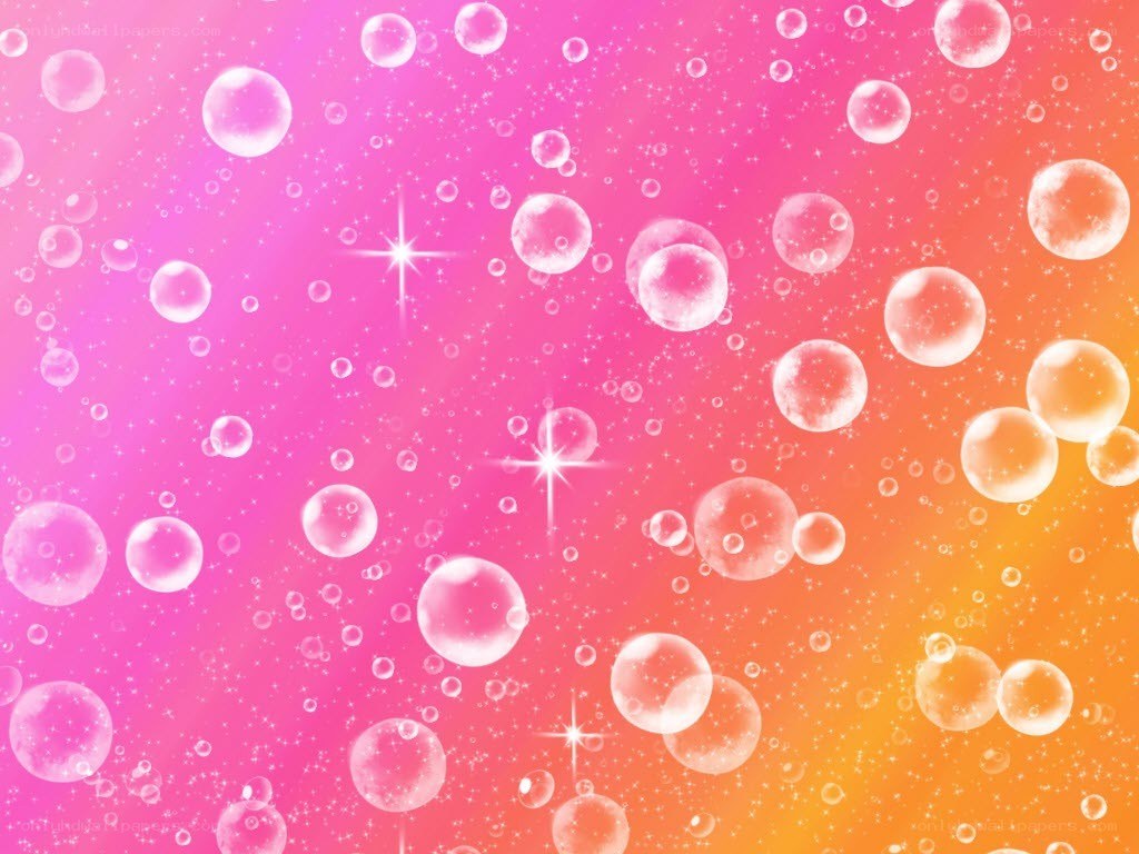 pink and orange bubbles with sparkles