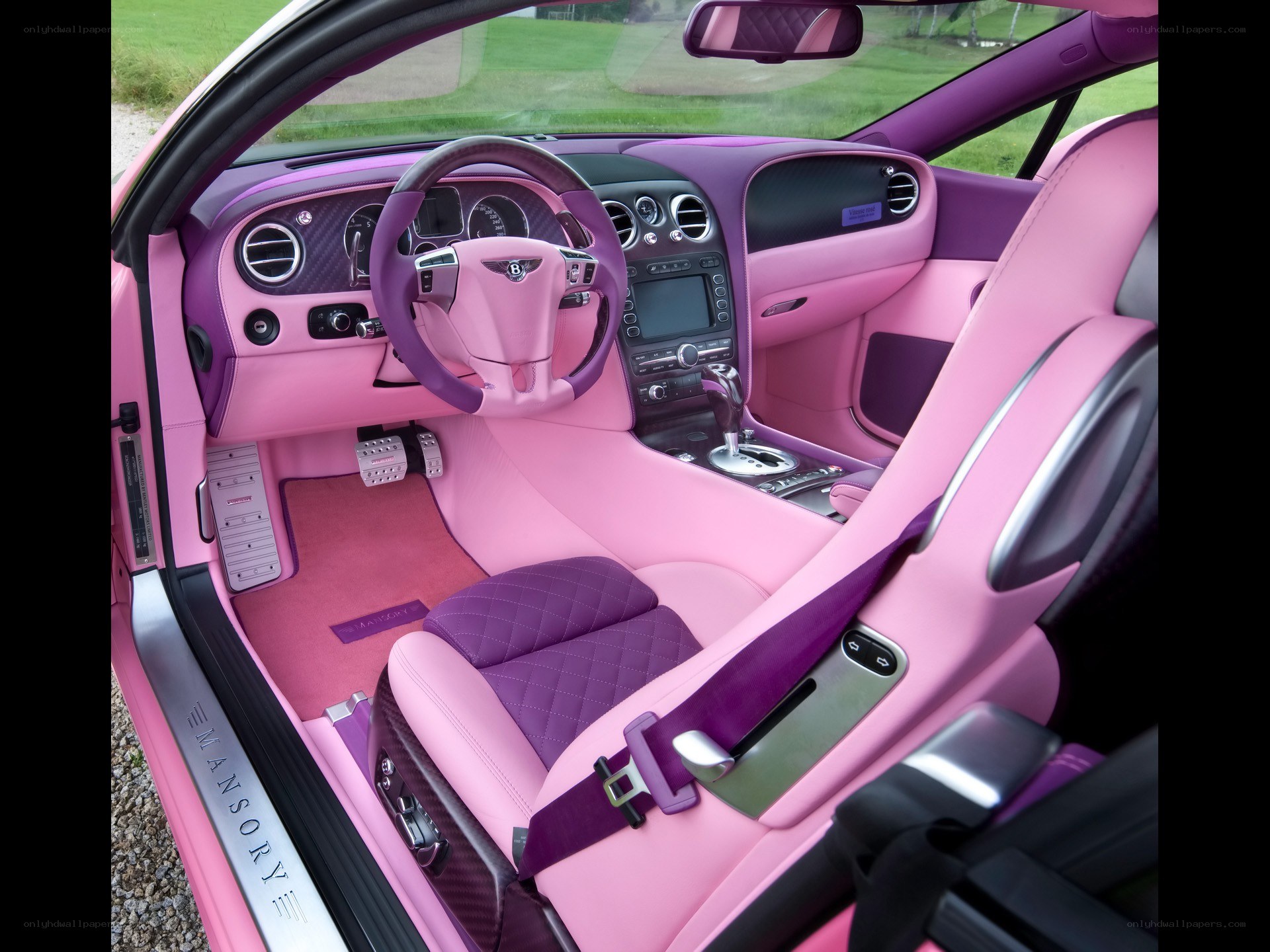 Pink and purple car interior