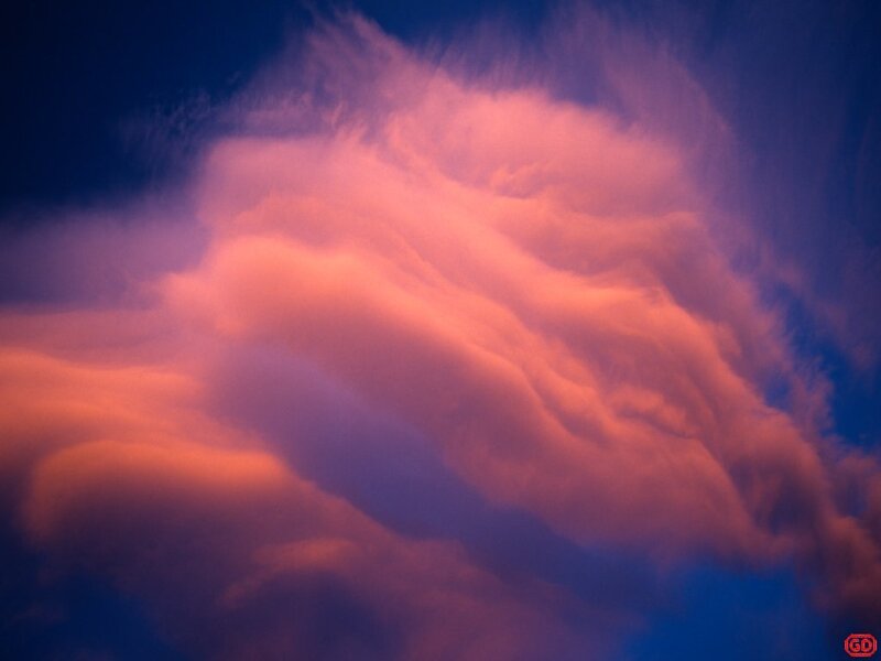 Pink and purple clouds at dusk