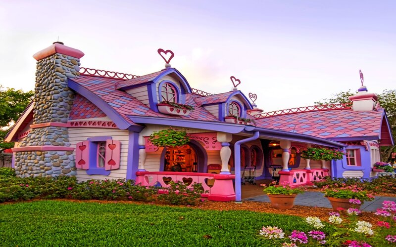 pink and purple fairy tale house