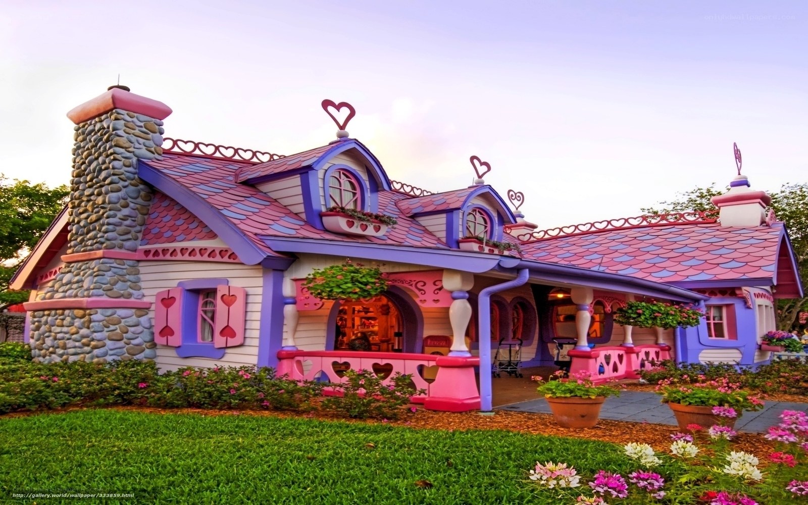 pink and purple fairy tale house