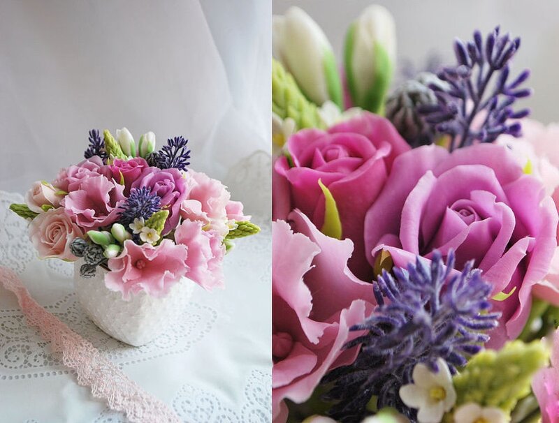 Pink and Purple Flowers — Serene, Photograph, Vase
