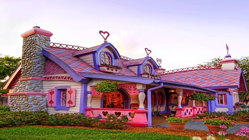 Pink and Purple House — Whimsical, Sunset