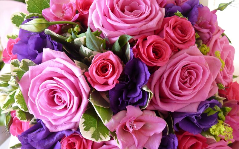 Pink and purple rose bouquet