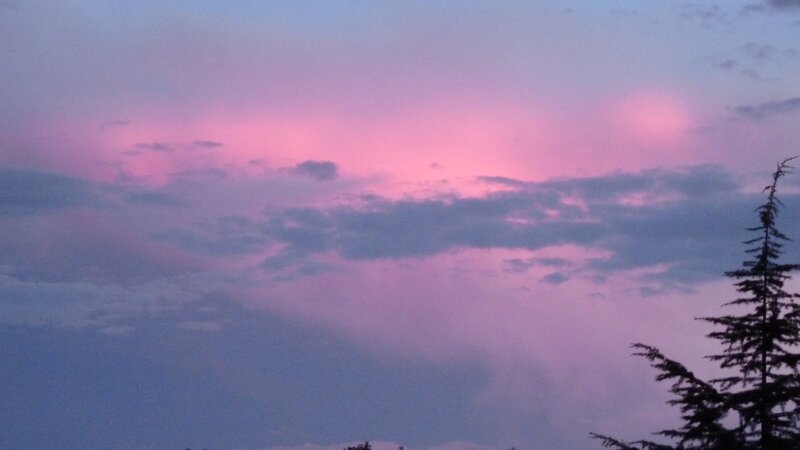 Pink and purple sunset sky