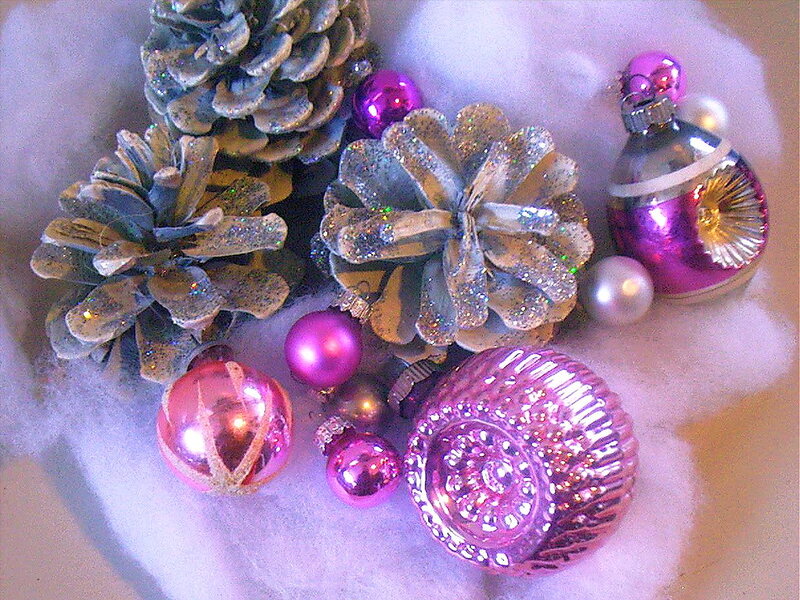 Pink and Silver Ornaments — Festive