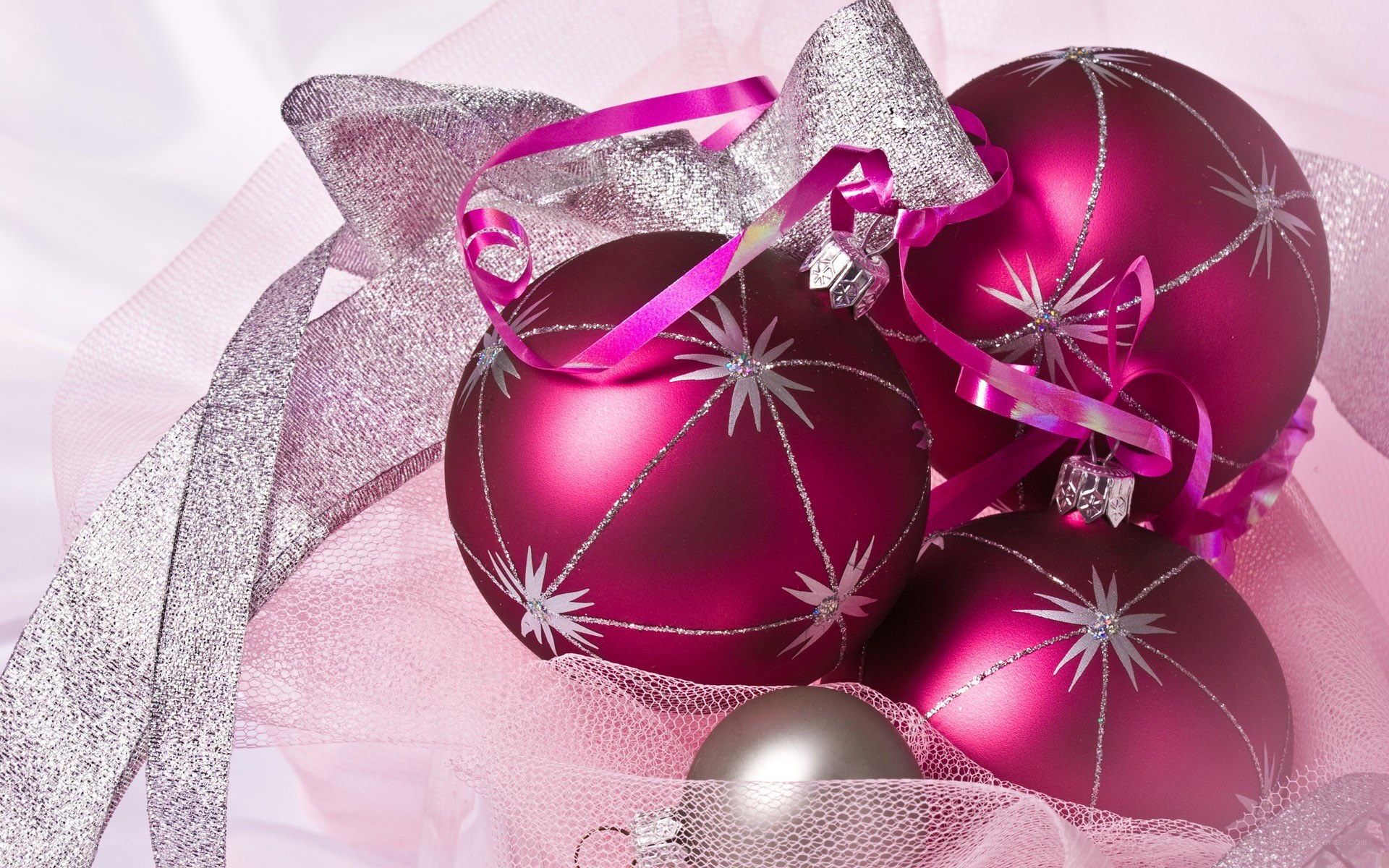 pink and silver ornaments