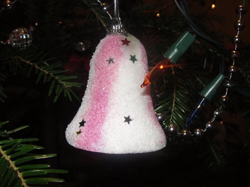Pink and White Bell Ornament