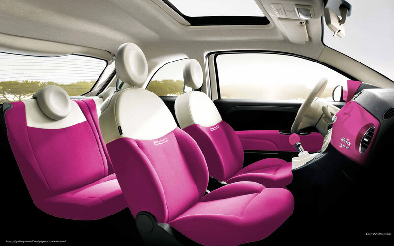Pink and white car interior