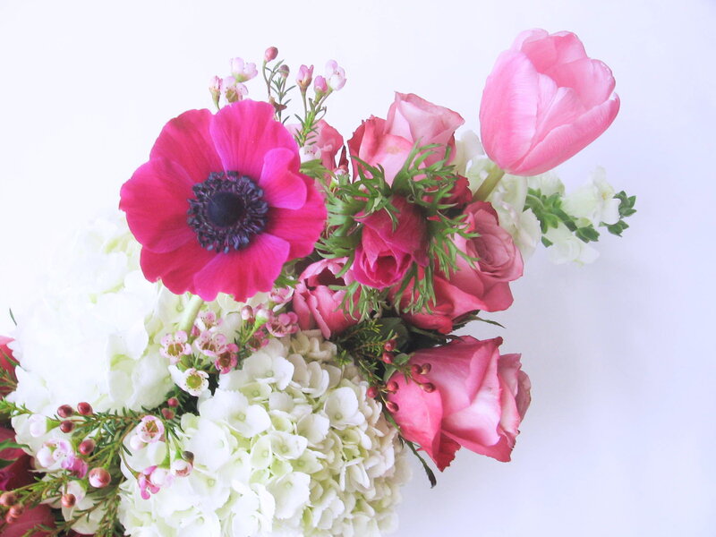 Pink and White Flower Bouquet — Calm, Photograph, Anemone
