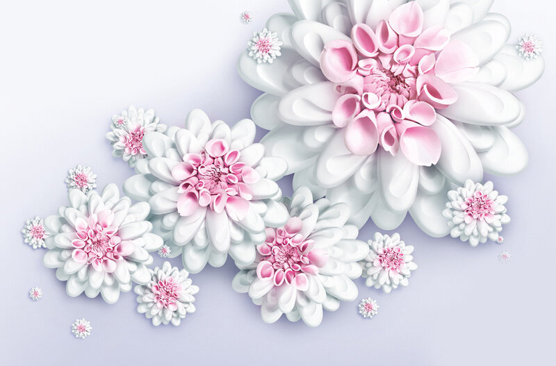 Pink and White Flowers — Serene, 3d Render