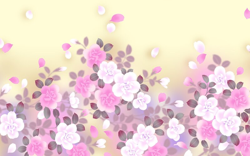 Pink and White Flowers — Serene, Spring, Digital Art, Petals
