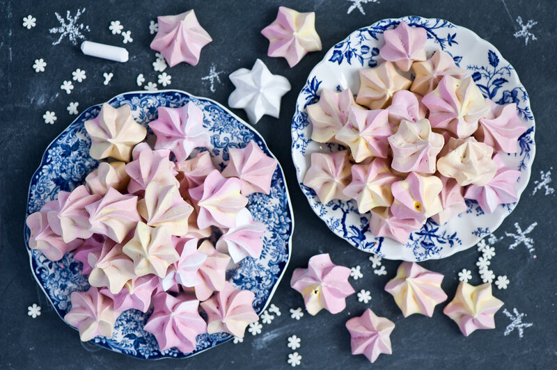 Pink and White Meringues