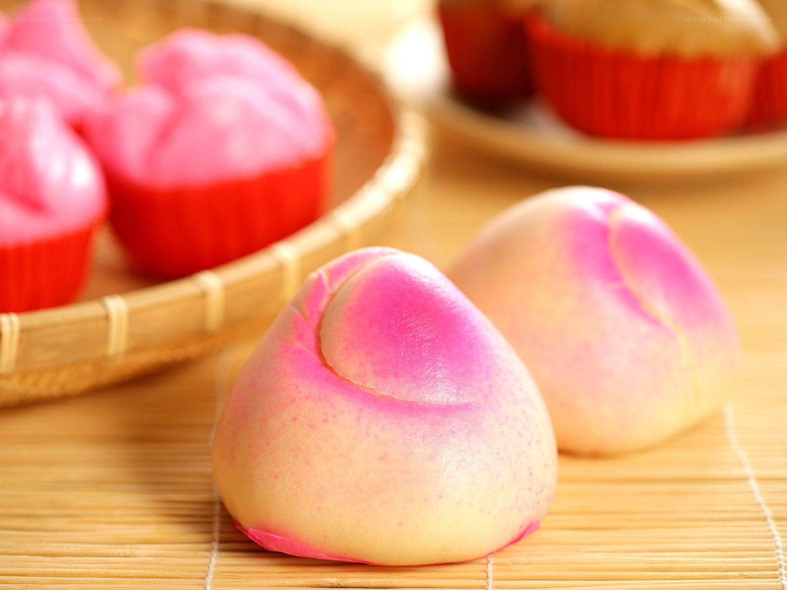 pink and white pastries