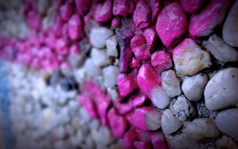 Pink and white pebbles