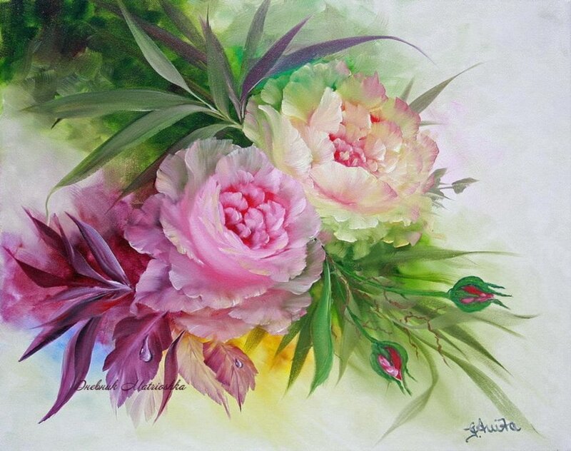 Pink and White Peonies — Serene, Painting
