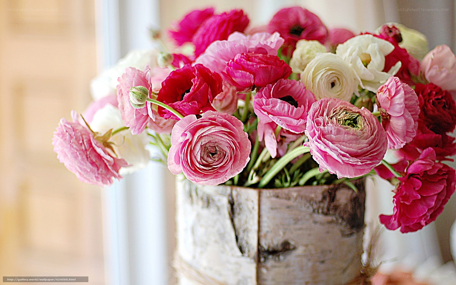 Pink and white ranunculus bouquet