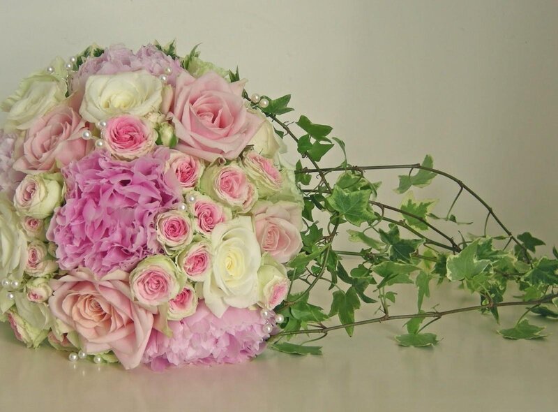 Pink and White Rose Bouquet — Elegant, Photograph