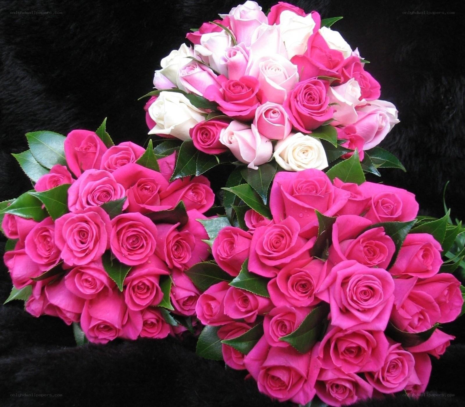 Pink and white rose bouquets