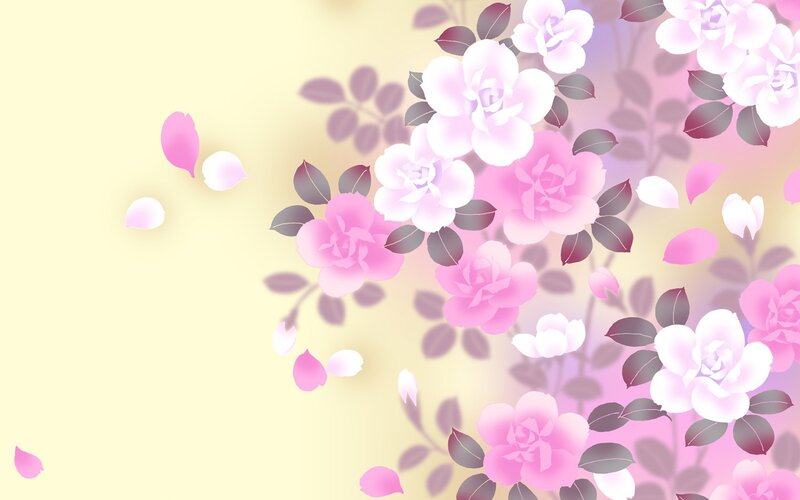 Pink and White Roses — Serene, Spring, Digital Art, Petals