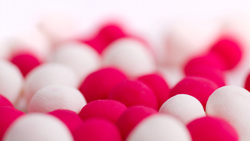 Pink and White Spheres