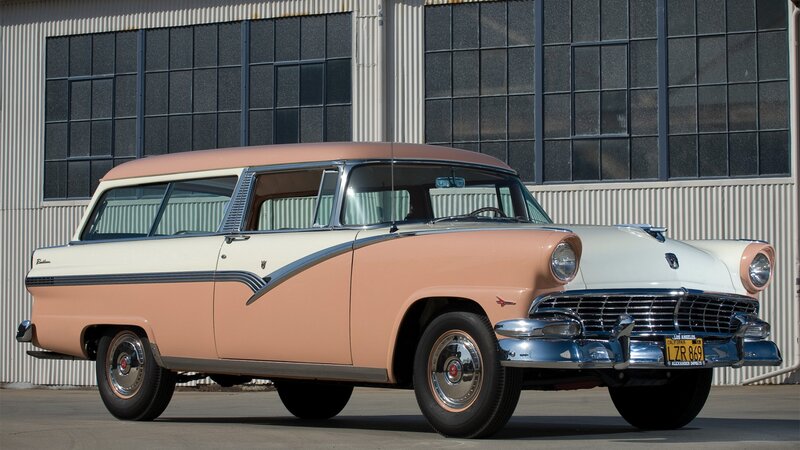 Pink and White Station Wagon