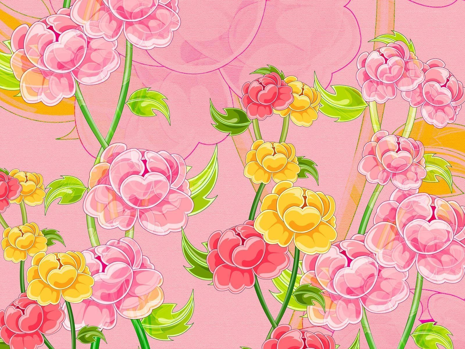 pink and yellow floral pattern