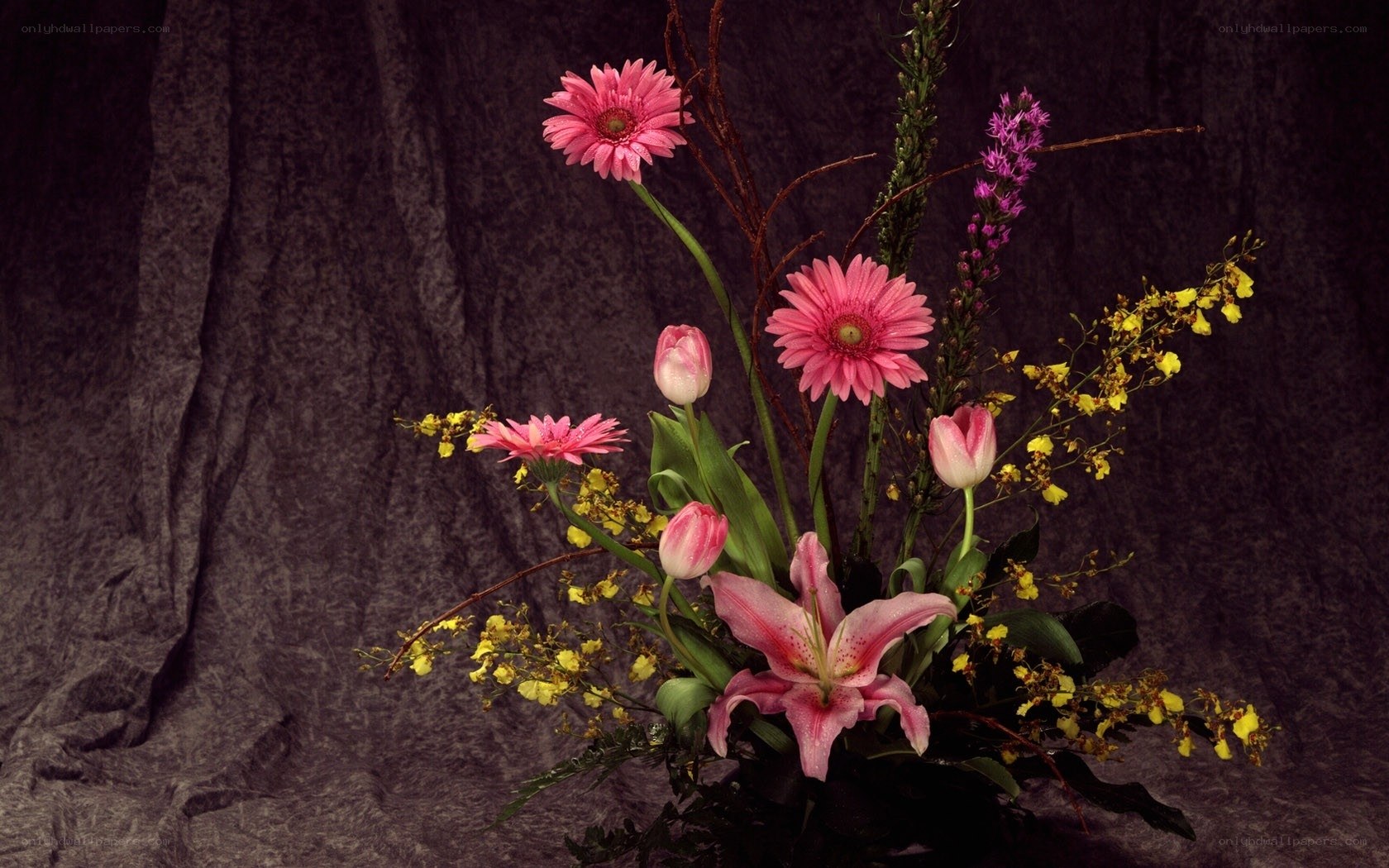 Pink and yellow flower arrangement