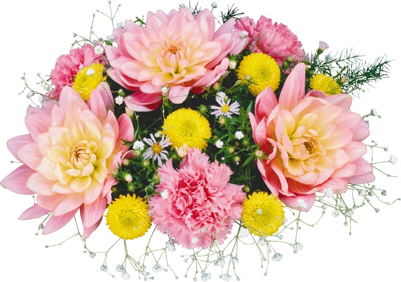 pink and yellow flower bouquet
